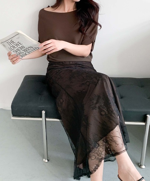 LOWO(ロワ)の「【M~2Lサイズ展開】総レースシアーマーメイドロングスカート(スカート・レディース・ブラウン/オフホワイト/ブラック・M/L/2L)」の8枚目の写真