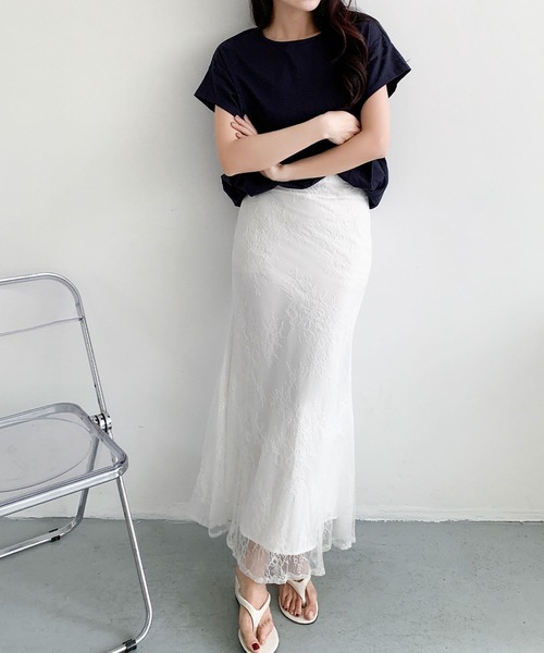 LOWO(ロワ)の「【M~2Lサイズ展開】総レースシアーマーメイドロングスカート(スカート・レディース・ブラウン/オフホワイト/ブラック・M/L/2L)」の10枚目の写真