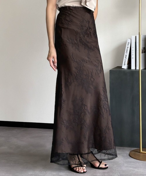 LOWO(ロワ)の「【M~2Lサイズ展開】総レースシアーマーメイドロングスカート(スカート・レディース・ブラウン/オフホワイト/ブラック・M/L/2L)」の18枚目の写真