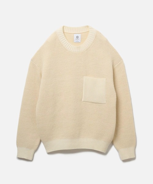 SEAGREEN(シーグリーン)の「SEAGREEN(シーグリーン) WOOL WASHI KNIT PULLOVER(ニット/セーター・メンズ・アイボリー/ブラウン・3)」の2枚目の写真