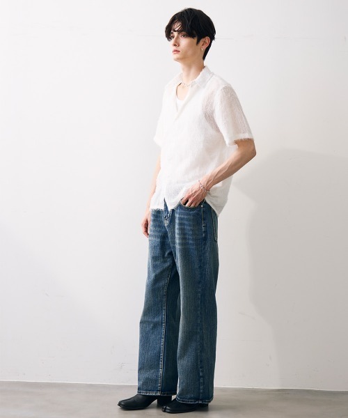 Shoowtime(ショウタイム)の「Classic flare jeans / クラシックフレアジーンズ(デニムパンツ・メンズ・ライトブルー/ブラック・MEDIUM/X-LARGE/LARGE)」の3枚目の写真