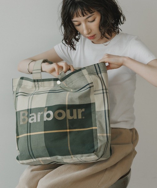 Barbour/バブアー Telfield tartan tote bag タータンロゴトートバック