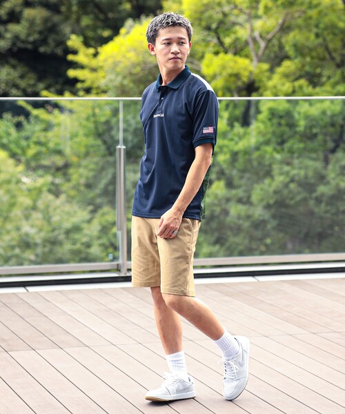 BEAMS GOLF(ビームスゴルフ)の「ORANGE LABEL / コースプリント ポロシャツ(吸水速乾・UVカット)(ポロシャツ・メンズ・ネイビー/ホワイト・SMALL/MEDIUM/X-LARGE/LARGE)」の7枚目の写真