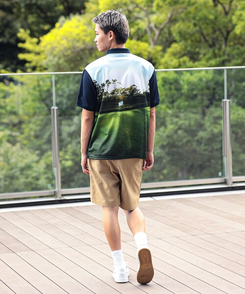 BEAMS GOLF(ビームスゴルフ)の「ORANGE LABEL / コースプリント ポロシャツ(吸水速乾・UVカット)(ポロシャツ・メンズ・ネイビー/ホワイト・SMALL/MEDIUM/X-LARGE/LARGE)」の8枚目の写真