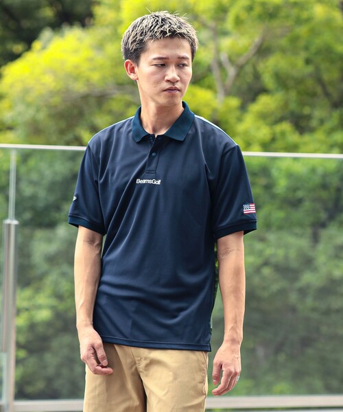BEAMS GOLF(ビームスゴルフ)の「ORANGE LABEL / コースプリント ポロシャツ(吸水速乾・UVカット)(ポロシャツ・メンズ・ネイビー/ホワイト・SMALL/MEDIUM/X-LARGE/LARGE)」の9枚目の写真