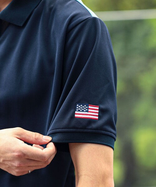 BEAMS GOLF(ビームスゴルフ)の「ORANGE LABEL / コースプリント ポロシャツ(吸水速乾・UVカット)(ポロシャツ・メンズ・ネイビー/ホワイト・SMALL/MEDIUM/X-LARGE/LARGE)」の10枚目の写真