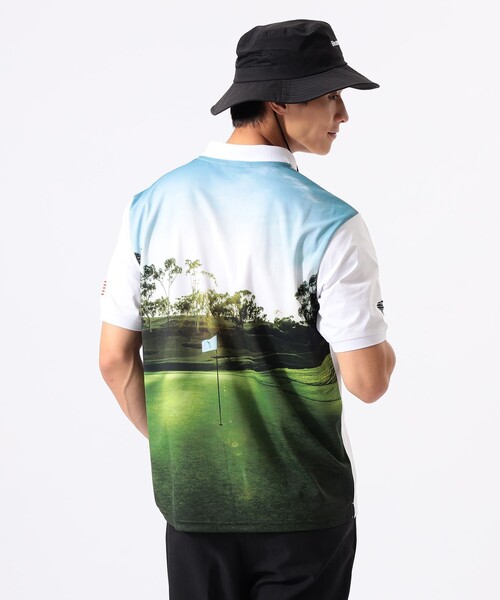 BEAMS GOLF(ビームスゴルフ)の「ORANGE LABEL / コースプリント ポロシャツ(吸水速乾・UVカット)(ポロシャツ・メンズ・ネイビー/ホワイト・SMALL/MEDIUM/X-LARGE/LARGE)」の15枚目の写真