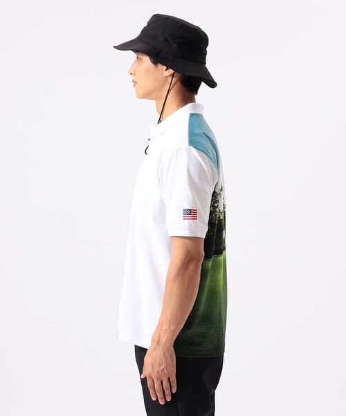 BEAMS GOLF(ビームスゴルフ)の「ORANGE LABEL / コースプリント ポロシャツ(吸水速乾・UVカット)(ポロシャツ・メンズ・ネイビー/ホワイト・SMALL/MEDIUM/X-LARGE/LARGE)」の16枚目の写真