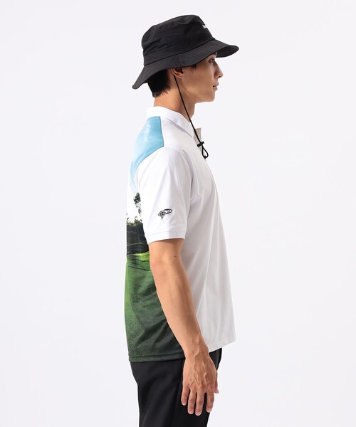 BEAMS GOLF(ビームスゴルフ)の「ORANGE LABEL / コースプリント ポロシャツ(吸水速乾・UVカット)(ポロシャツ・メンズ・ネイビー/ホワイト・SMALL/MEDIUM/X-LARGE/LARGE)」の18枚目の写真