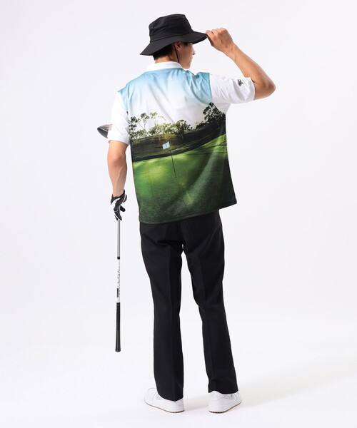 BEAMS GOLF(ビームスゴルフ)の「ORANGE LABEL / コースプリント ポロシャツ(吸水速乾・UVカット)(ポロシャツ・メンズ・ネイビー/ホワイト・SMALL/MEDIUM/X-LARGE/LARGE)」の22枚目の写真