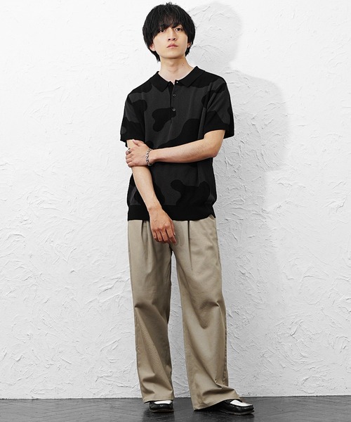 MinoriTY（マイノリティ）の「【MinoriTY】ホルスタイン柄半袖ニットポロシャツ メンズ ウィメンズ ユニセックス（ポロシャツ・メンズ・オフホワイト/ブラック・L/M）」の13枚目の写真