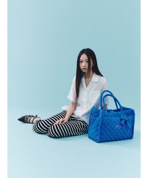 FURFUR（ファーファー）の「【限定カラー】パイルキルティングトートバッグ（トートバッグ・レディース・イエロー/ピンク/ブルー・F）」の6枚目の写真