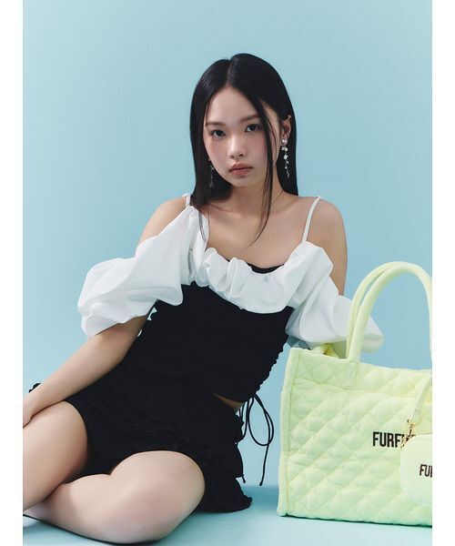 FURFUR（ファーファー）の「【限定カラー】パイルキルティングトートバッグ（トートバッグ・レディース・イエロー/ピンク/ブルー・F）」の9枚目の写真