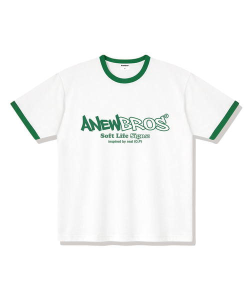 ANEWBROS（アニュブロス）の「アニュコアロゴリングルーズフィット半袖Tシャツ4カラー [ANSE_4502]（Tシャツ/カットソー・レディース・ネイビー/ホワイト×グリーン/クリーム/ホワイト×ネイビー・X-LARGE/LARGE/MEDIUM/SMALL）」の2枚目の写真
