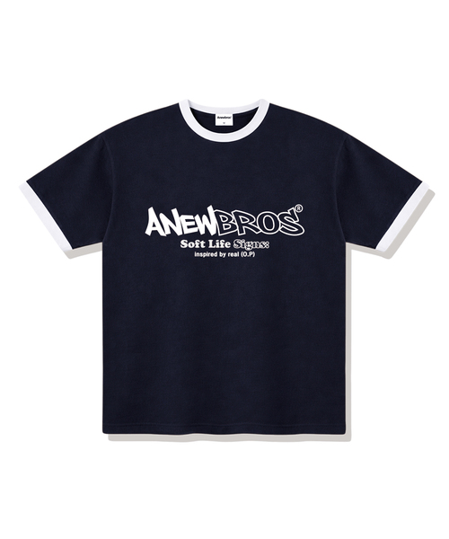 ANEWBROS（アニュブロス）の「アニュコアロゴリングルーズフィット半袖Tシャツ4カラー [ANSE_4502]（Tシャツ/カットソー・レディース・ネイビー/ホワイト×グリーン/クリーム/ホワイト×ネイビー・X-LARGE/LARGE/MEDIUM/SMALL）」の4枚目の写真