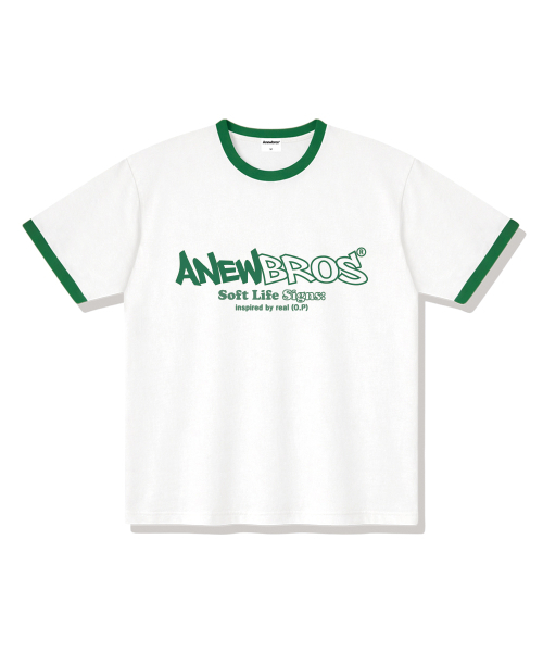 ANEWBROS（アニュブロス）の「アニュコアロゴリングルーズフィット半袖Tシャツ4カラー [ANSE_4502]（Tシャツ/カットソー・レディース・ネイビー/ホワイト×グリーン/クリーム/ホワイト×ネイビー・X-LARGE/LARGE/MEDIUM/SMALL）」の8枚目の写真