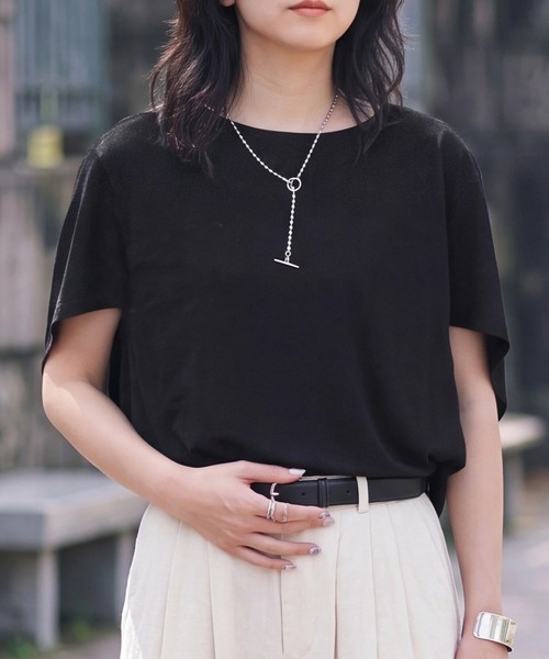 SELECT LEVERY（セレクトリベリー）の「接触冷感ドルマンイージーケアプルオーバー（Tシャツ/カットソー・レディース・ブルー/ベージュ/ブラック・MEDIUM/LARGE）」の22枚目の写真