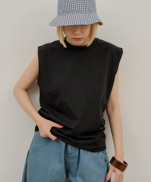 WHIMSIC(ウィムジック)の「【UNISEX】SCREEN STARS ガーメントダイスリーブレスTシャツ(タンクトップ・メンズ・イエロー/ブラック/ホワイト/パープル・SMALL/MEDIUM)」の3枚目の写真