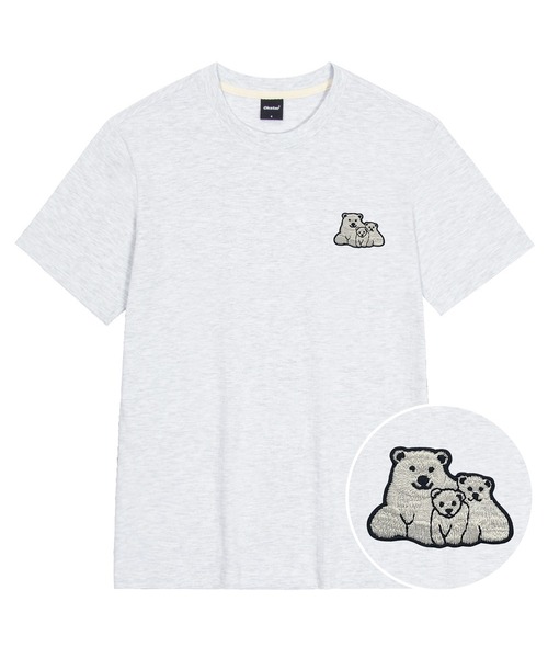 OKSTAR(オクスター)の「ポラベアファミリー刺繍半袖(Tシャツ/カットソー・レディース・ネイビー/グレー/ダークグリーン/ライトグレー/ライトベージュ/ブラック/ダークグレー/カーキ/ダークブルー/ホワイト/クリーム・SMALL/MEDIUM/LARGE/X-LARGE/2XL/3XL/4XL)」の3枚目の写真