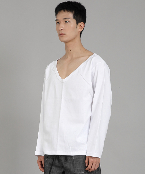 SAINTCREW(セントクルー)の「無地BIG Vネック長袖TシャツBIGV-879ホワイト(Tシャツ/カットソー・メンズ・その他・LARGE/X-LARGE/XX-LARGE/XXX-LARGE/XXXX-LARGE/MEDIUM)」の2枚目の写真