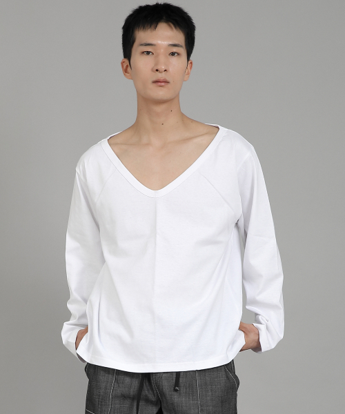 SAINTCREW(セントクルー)の「無地BIG Vネック長袖TシャツBIGV-879ホワイト(Tシャツ/カットソー・メンズ・その他・LARGE/X-LARGE/XX-LARGE/XXX-LARGE/XXXX-LARGE/MEDIUM)」の3枚目の写真