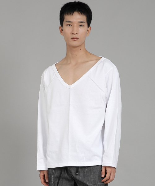 SAINTCREW(セントクルー)の「無地BIG Vネック長袖TシャツBIGV-879ホワイト(Tシャツ/カットソー・メンズ・その他・LARGE/X-LARGE/XX-LARGE/XXX-LARGE/XXXX-LARGE/MEDIUM)」の4枚目の写真