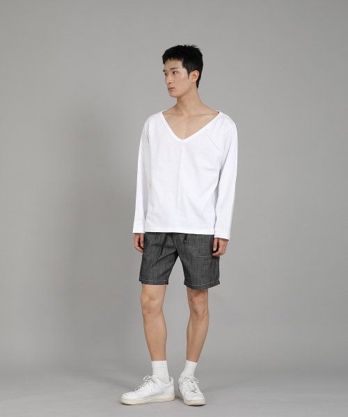 SAINTCREW(セントクルー)の「無地BIG Vネック長袖TシャツBIGV-879ホワイト(Tシャツ/カットソー・メンズ・その他・LARGE/X-LARGE/XX-LARGE/XXX-LARGE/XXXX-LARGE/MEDIUM)」の9枚目の写真