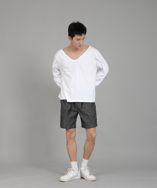 SAINTCREW(セントクルー)の「無地BIG Vネック長袖TシャツBIGV-879ホワイト(Tシャツ/カットソー・メンズ・その他・LARGE/X-LARGE/XX-LARGE/XXX-LARGE/XXXX-LARGE/MEDIUM)」の15枚目の写真
