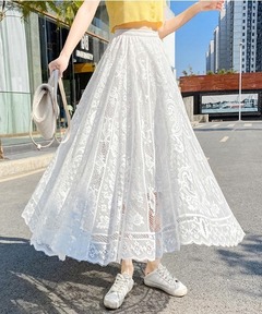 レース ロングスカート 花柄 オフィスカジュアル きれいめカジュアル A