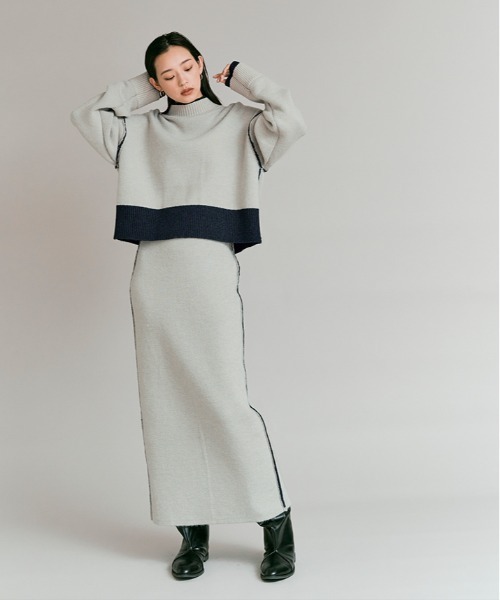 W:Huku(フーク)の「リバーシブル バイカラー ニット スカート / Reversible Bicolor Knit Skirt(スカート・レディース・ネイビー/ブラック/ブラウン・FREE)」の21枚目の写真