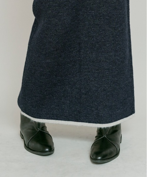 W:Huku(フーク)の「リバーシブル バイカラー ニット スカート / Reversible Bicolor Knit Skirt(スカート・レディース・ネイビー/ブラック/ブラウン・FREE)」の7枚目の写真