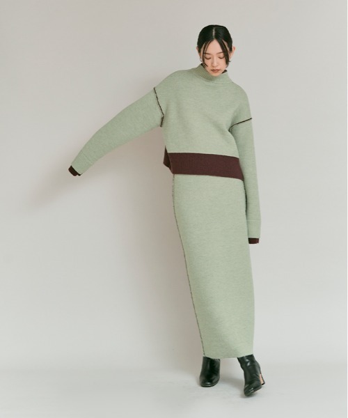 W:Huku(フーク)の「リバーシブル バイカラー ニット スカート / Reversible Bicolor Knit Skirt(スカート・レディース・ネイビー/ブラック/ブラウン・FREE)」の17枚目の写真