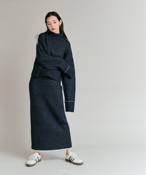 W:Huku(フーク)の「リバーシブル バイカラー ニット スカート / Reversible Bicolor Knit Skirt(スカート・レディース・ネイビー/ブラック/ブラウン・FREE)」の18枚目の写真