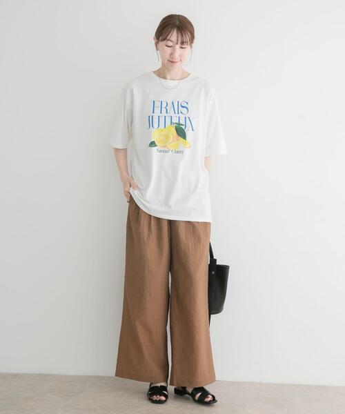 ITEMS URBANRESEARCH（アイテムズ アーバンリサーチ）の「ロゴビッグTシャツ（Tシャツ/カットソー・レディース・オフホワイト/グレー/ブラウン・FREE）」の6枚目の写真