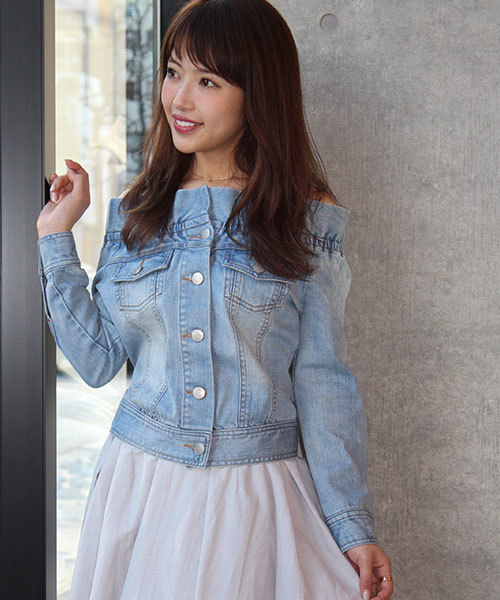 MICOAMERI（ミコアメリ）の「フリルデニムジャケット（デニムジャケット・レディース・インディゴブルー/ブルー・FREE）」の12枚目の写真