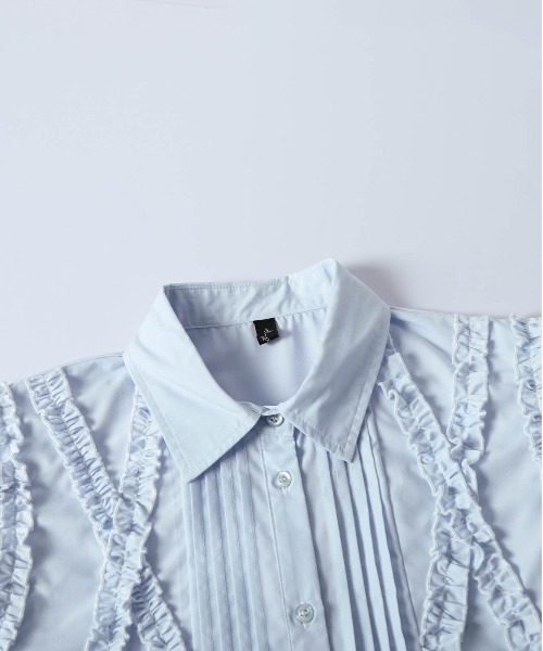 AMELY（エミリー）の「フリルピンタック裾ドロストブラウス（シャツ/ブラウス・レディース・ブルー/ブラック/ホワイト・フリー）」の18枚目の写真