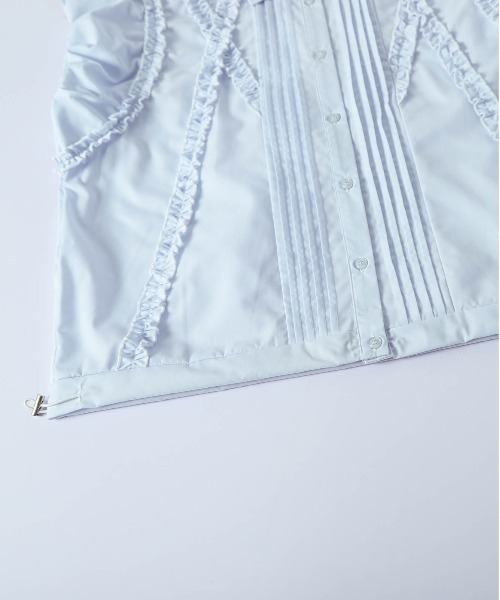 AMELY（エミリー）の「フリルピンタック裾ドロストブラウス（シャツ/ブラウス・レディース・ブルー/ブラック/ホワイト・フリー）」の9枚目の写真
