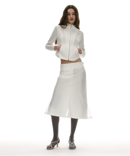 PARTIMENTO WOMEN（パルティメントウィメン）の「メッシュレイヤージップアップジャケット_ホワイト（その他アウター・レディース・ホワイト・MEDIUM/SMALL）」の4枚目の写真