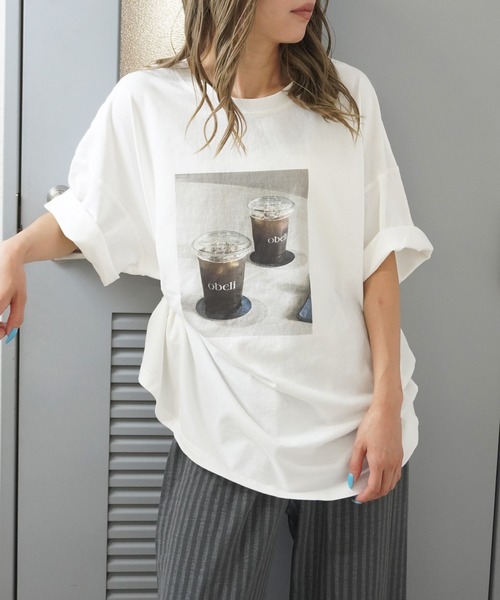 gossara(ゴサラ)の「【ラフなのに絵になる。フォトプリントTシャツ】ピグメント加工プリントT(Tシャツ/カットソー・レディース・ホワイト/ブルー/ベージュ・FREE)」の4枚目の写真