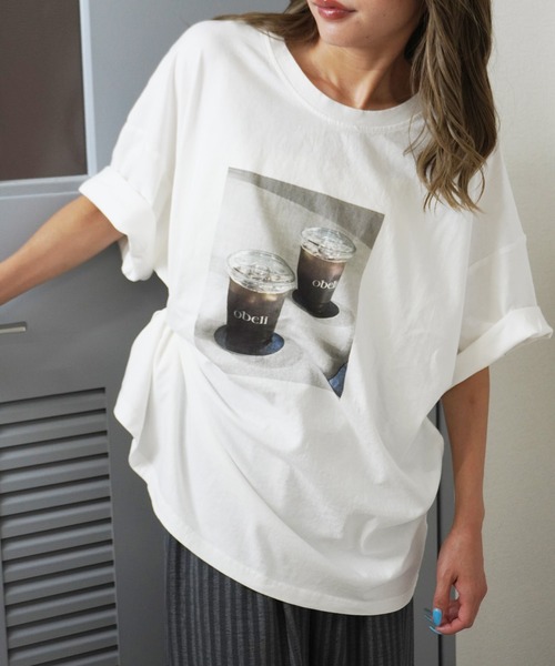 gossara(ゴサラ)の「【ラフなのに絵になる。フォトプリントTシャツ】ピグメント加工プリントT(Tシャツ/カットソー・レディース・ホワイト/ブルー/ベージュ・FREE)」の6枚目の写真