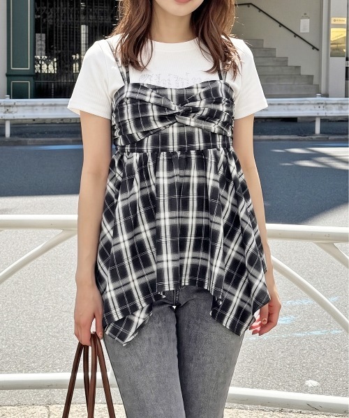FUN(ファン)の「ネジレチュニック(チュニック・レディース・ブルー/ドット/ブラック×ホワイト/ホワイト×ブラック・FREE)」の2枚目の写真