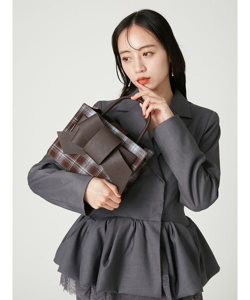 FRAY I.D（フレイアイディー）の「【ルエル】チェックリボンミドルバッグ（ハンドバッグ・レディース・ダークブラウン/ライトブルー・F）」の15枚目の写真