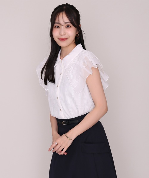 MISCH MASCH(ミッシュマッシュ)の「2026秋冬新作 チェックシアーレース襟付きブラウス(シャツ/ブラウス・レディース・ホワイト/ブラック/レッド・フリ-)」の18枚目の写真