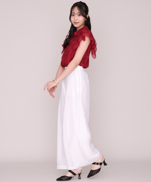 MISCH MASCH(ミッシュマッシュ)の「2026秋冬新作 チェックシアーレース襟付きブラウス(シャツ/ブラウス・レディース・ホワイト/ブラック/レッド・フリ-)」の6枚目の写真