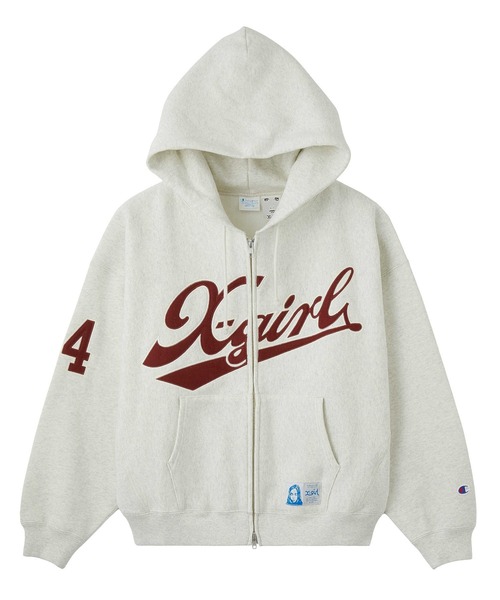 Champion(チャンピオン)の「X-girl x Champion REVERSE WEAVE(R) PATCHED LOGO ZIP UP HOODIE(パーカー・レディース・オートミール/ブラウン・M/S)」の14枚目の写真