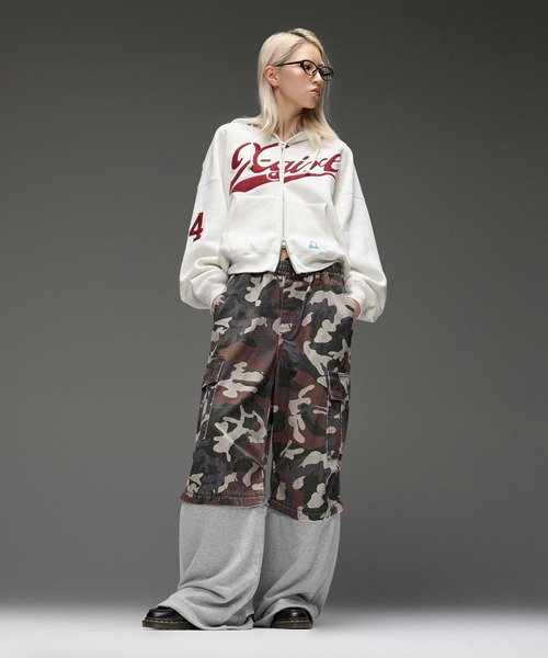 Champion(チャンピオン)の「X-girl x Champion REVERSE WEAVE(R) PATCHED LOGO ZIP UP HOODIE(パーカー・レディース・オートミール/ブラウン・M/S)」の5枚目の写真