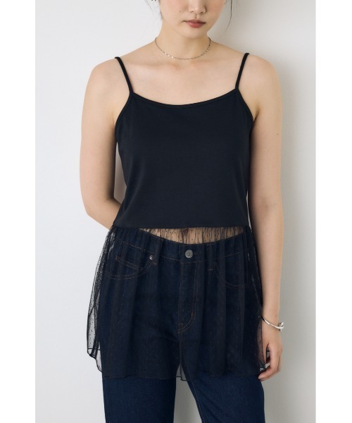 AZUL by moussy(アズールバイマウジー)の「インナーレースキャミソール(キャミソール・レディース・ブラック/オフホワイト/ホワイト系その他/ブラック系その他・FREE)」の4枚目の写真