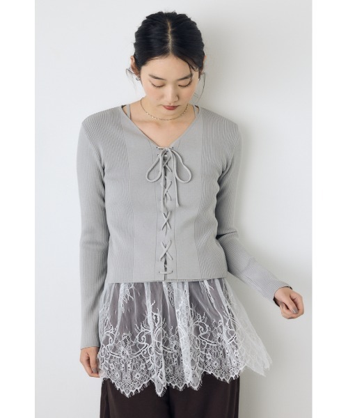 AZUL by moussy(アズールバイマウジー)の「インナーレースキャミソール(キャミソール・レディース・ブラック/オフホワイト/ホワイト系その他/ブラック系その他・FREE)」の6枚目の写真