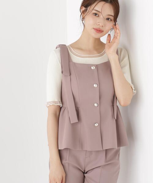 PROPORTION BODY DRESSING（プロポーションボディドレッシング）の「リボンペプラムジレ / 1216255900（ベスト・レディース・ブラウン系その他/ブラック系その他・MEDIUM/SMALL）」の2枚目の写真