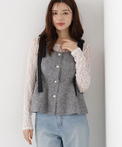 PROPORTION BODY DRESSING（プロポーションボディドレッシング）の「リボンペプラムジレ / 1216255900（ベスト・レディース・ブラウン系その他/ブラック系その他・MEDIUM/SMALL）」の22枚目の写真